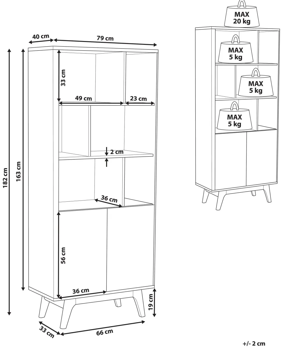 Estante Com 3 Prateleiras E 2 Portas Castanha Escura E Branca Columbus