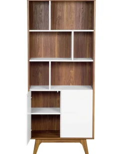 Estante Com 3 Prateleiras E 2 Portas Castanha Escura E Branca Columbus