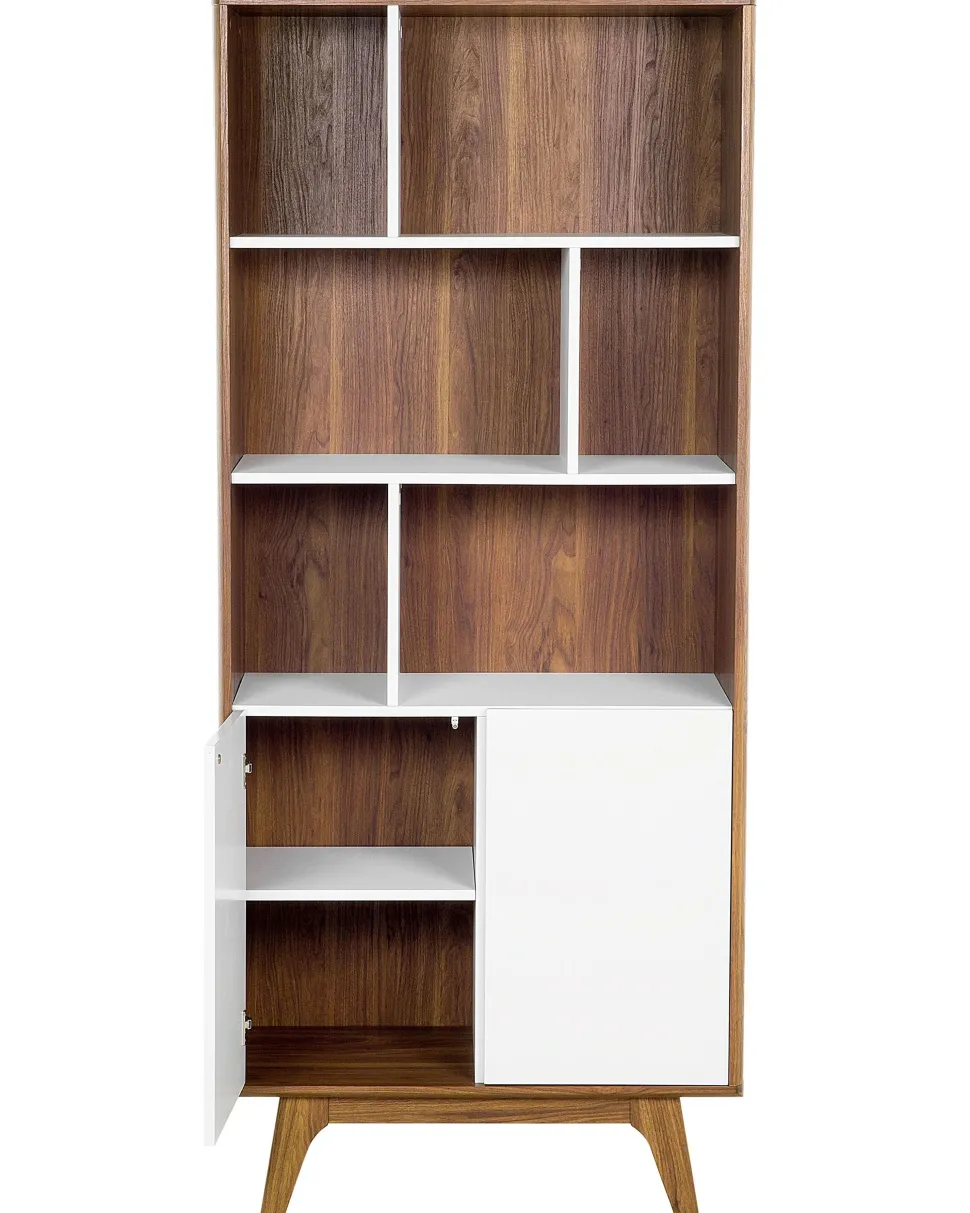 Estante Com 3 Prateleiras E 2 Portas Castanha Escura E Branca Columbus
