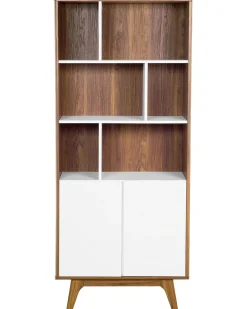 Estante Com 3 Prateleiras E 2 Portas Castanha Escura E Branca Columbus