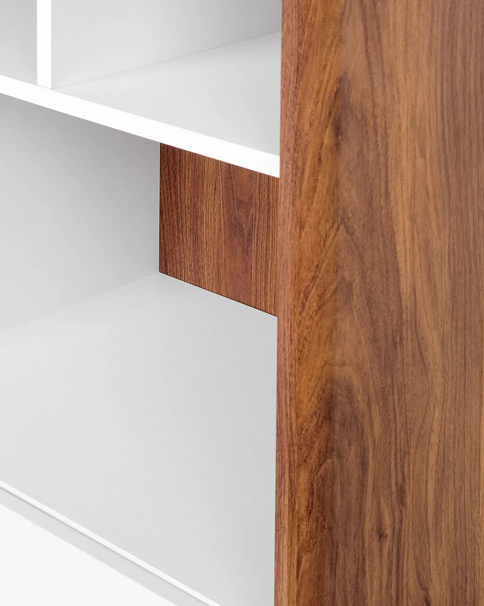 Estante Com 3 Prateleiras E 2 Portas Castanha Escura E Branca Columbus