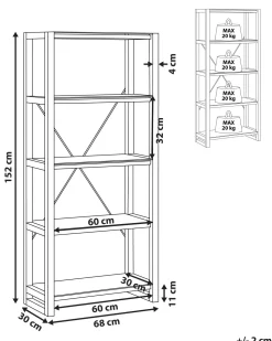 Estante Com 4 Prateleiras Branca E Castanha Clara Jenks