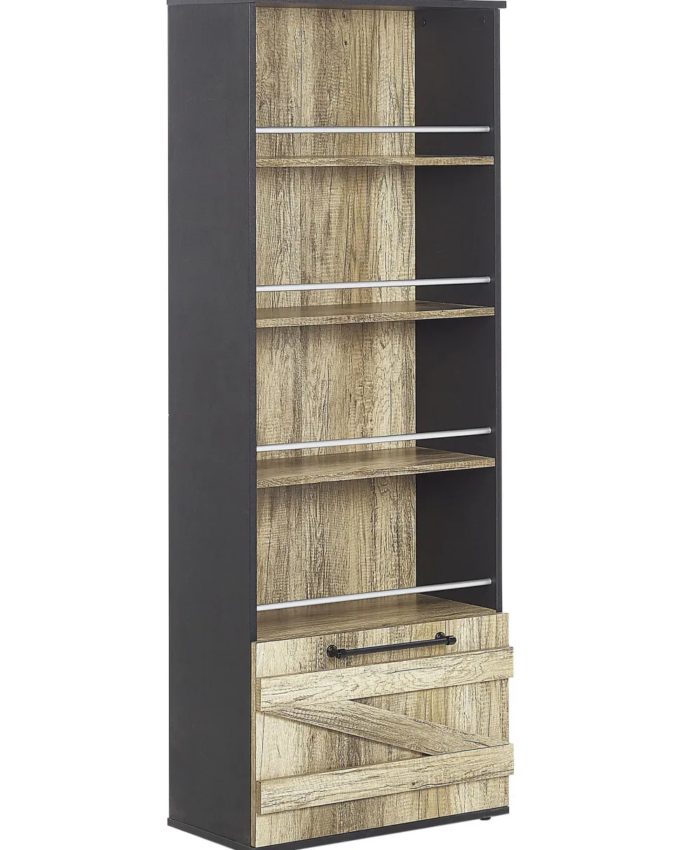 Estante Com 4 Prateleiras Castanho Clara E Preta Salter