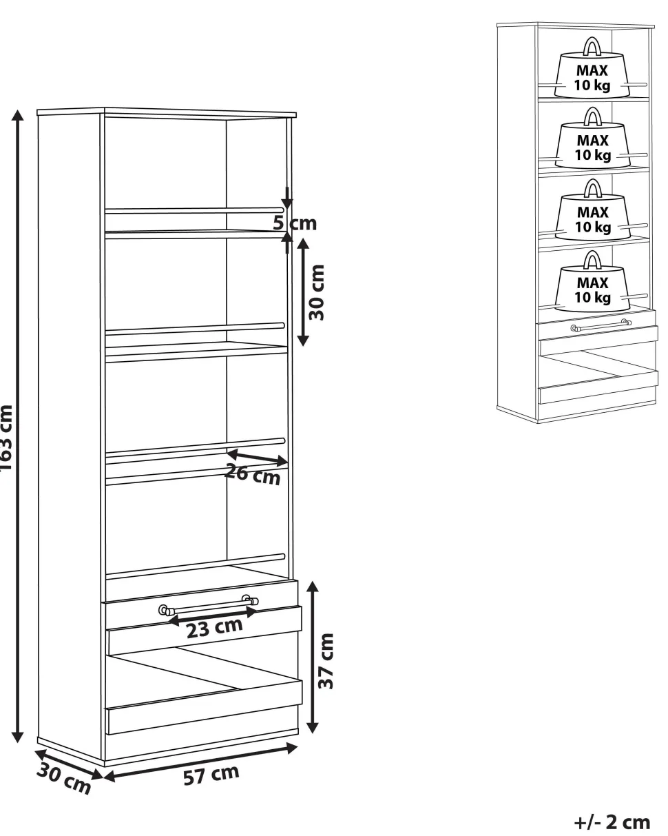 Estante Com 4 Prateleiras Castanho Clara E Preta Salter