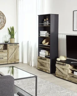 Estante Com 4 Prateleiras Castanho Clara E Preta Salter