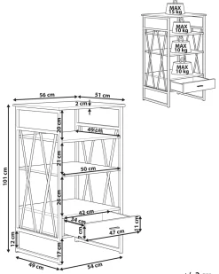 Estante Com 3 Prateleiras Castanha Escura Keene