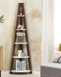 Estante De Canto Com 5 Prateleiras Castanha E Branca Mobile Solo