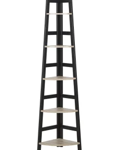 Estante De Canto Com 5 Prateleiras Preto E Castanho Claro Bexley