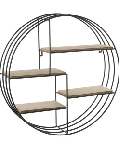 Estante De Parede Com 4 Prateleiras Preta E Castanha Clara Sandia