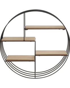 Estante De Parede Com 4 Prateleiras Preta E Castanha Clara Sandia