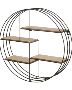 Estante De Parede Com 4 Prateleiras Preta E Castanha Clara Sandia