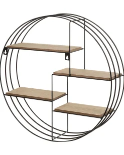 Estante De Parede Com 4 Prateleiras Preta E Castanha Clara Sandia