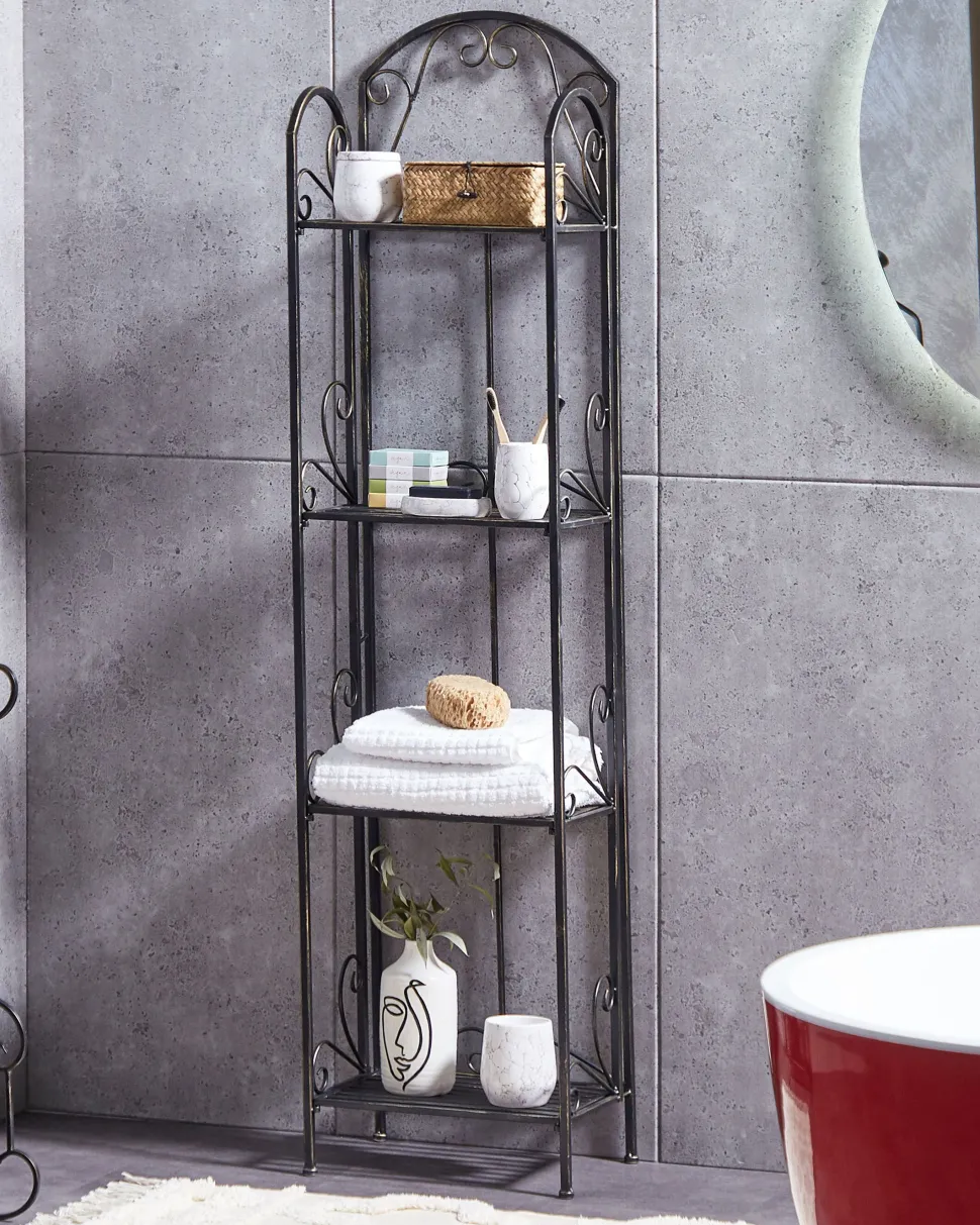 Estante Metalica Preta Com 4 Prateleiras Valdivia