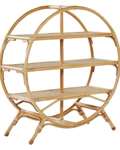 Estante Redonda Com 3 Prateleiras Em Rattan Cor Natural Tuvalu Ii