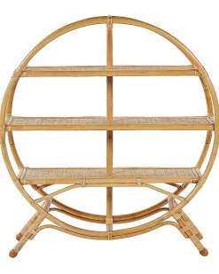 Estante Redonda Com 3 Prateleiras Em Rattan Cor Natural Tuvalu Ii