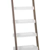 Estante Tipo Escada Com 5 Prateleiras Castanha E Branca Mobile Trio