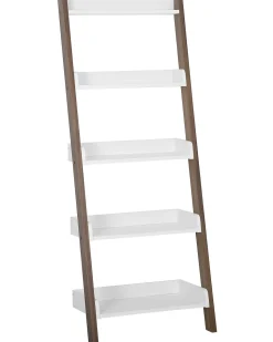 Estante Tipo Escada Com 5 Prateleiras Castanha E Branca Mobile Trio
