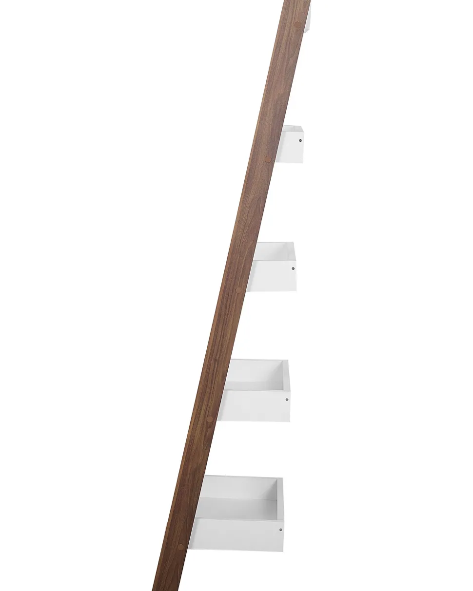Estante Tipo Escada Com 5 Prateleiras Castanha E Branca Mobile Trio