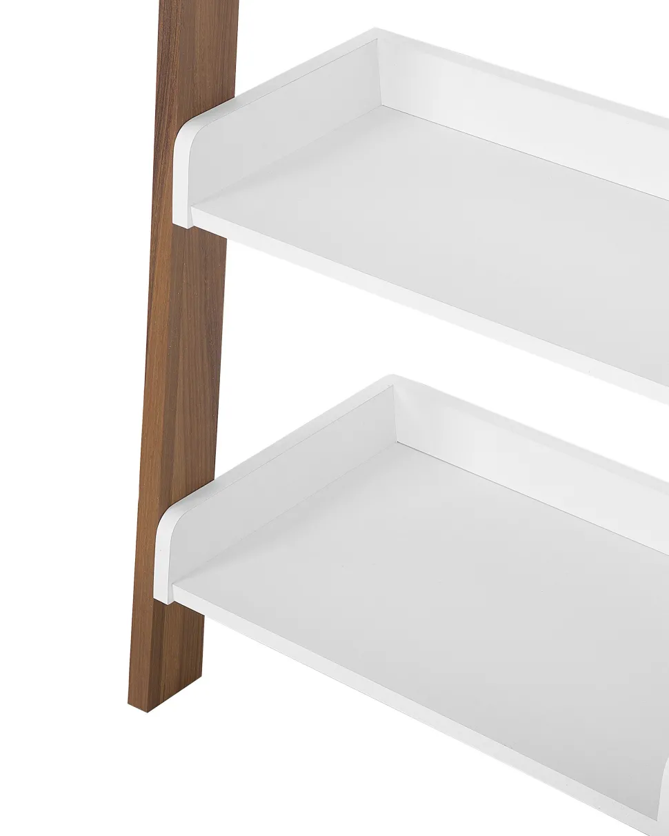 Estante Tipo Escada Com 5 Prateleiras Castanha E Branca Mobile Trio