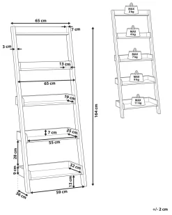 Estante Tipo Escada Com 5 Prateleiras Castanha E Branca Mobile Trio