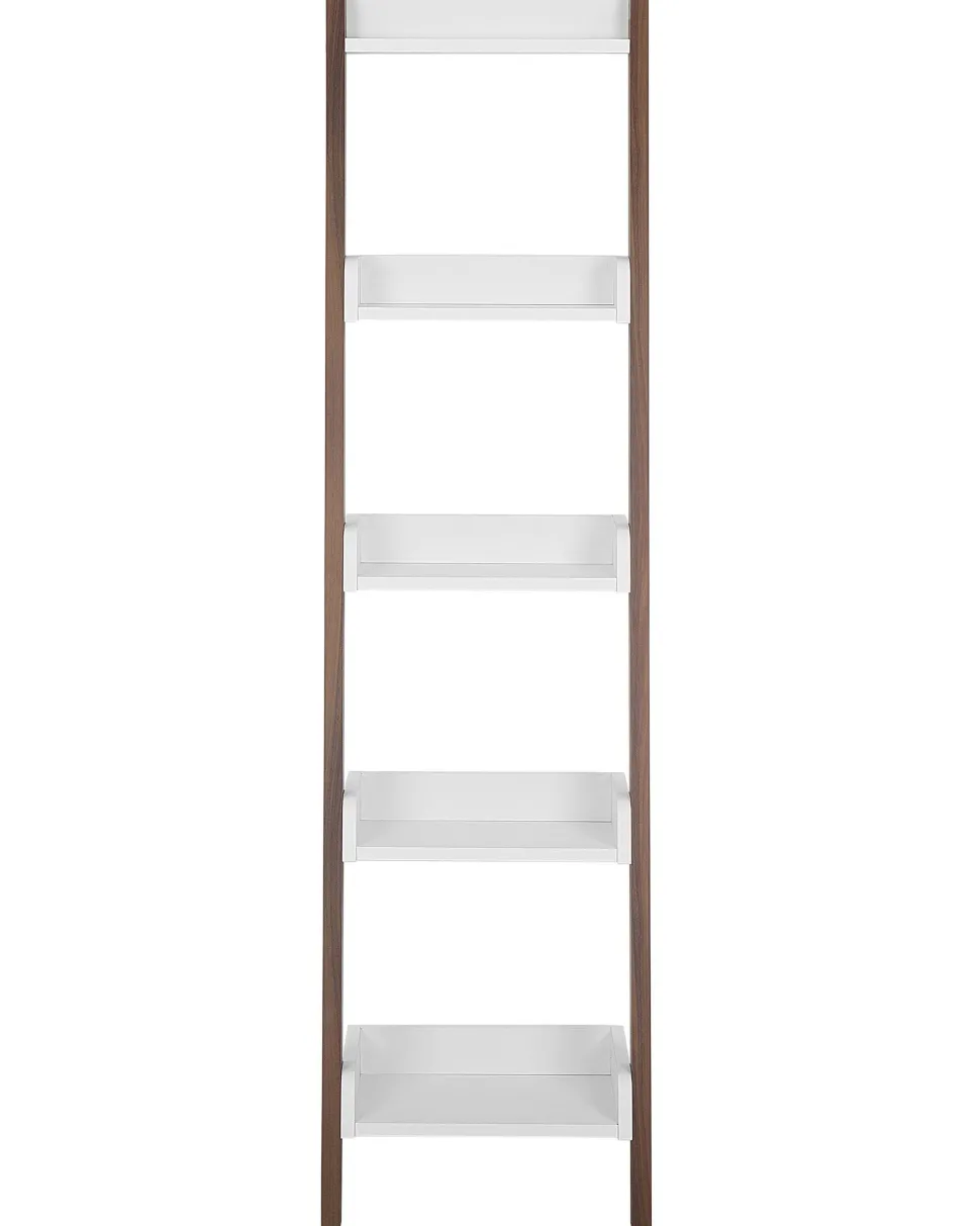 Estante Tipo Escada Com 5 Prateleiras Castanha E Branca Mobile Duo