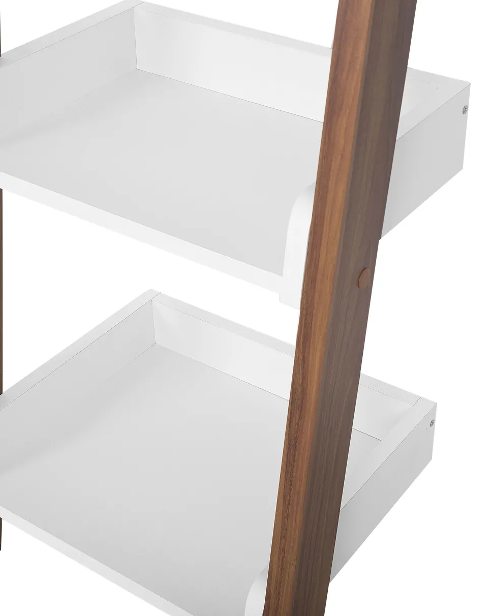 Estante Tipo Escada Com 5 Prateleiras Castanha E Branca Mobile Duo