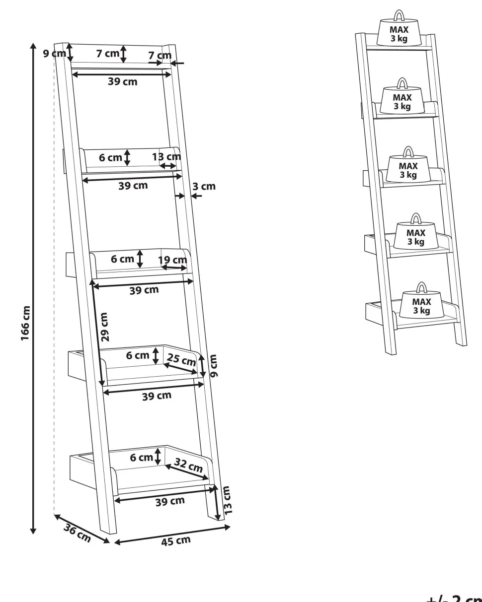 Estante Tipo Escada Com 5 Prateleiras Castanha E Branca Mobile Duo