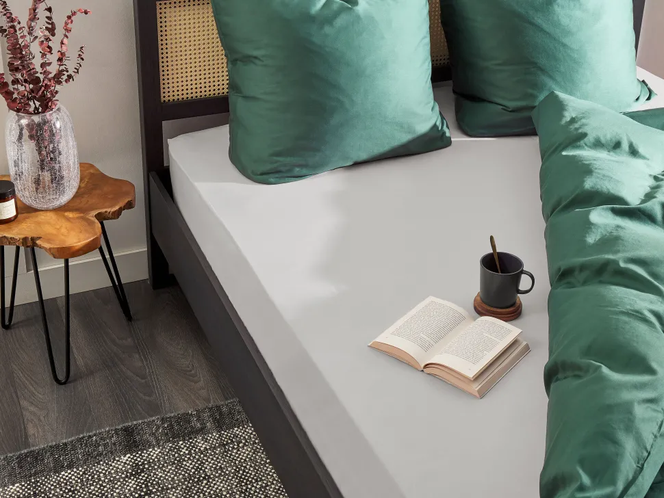 Lencol-Capa Em Algodao Cinzento Claro 90 X 200 Cm Janbu