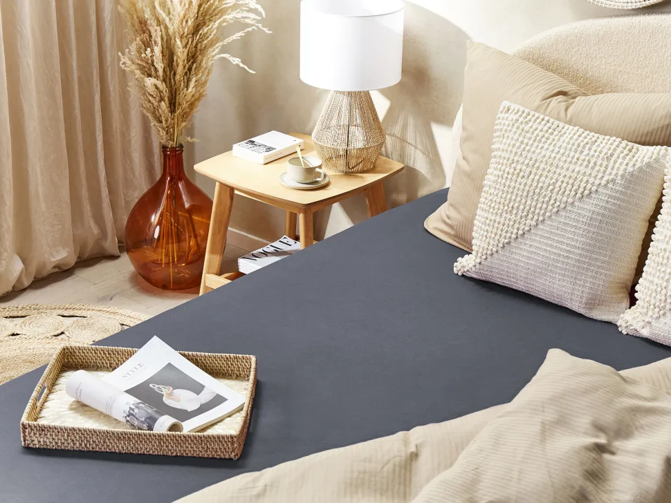 Lencol-Capa Em Algodao Cinzento Escuro 90 X 200 Cm Janbu