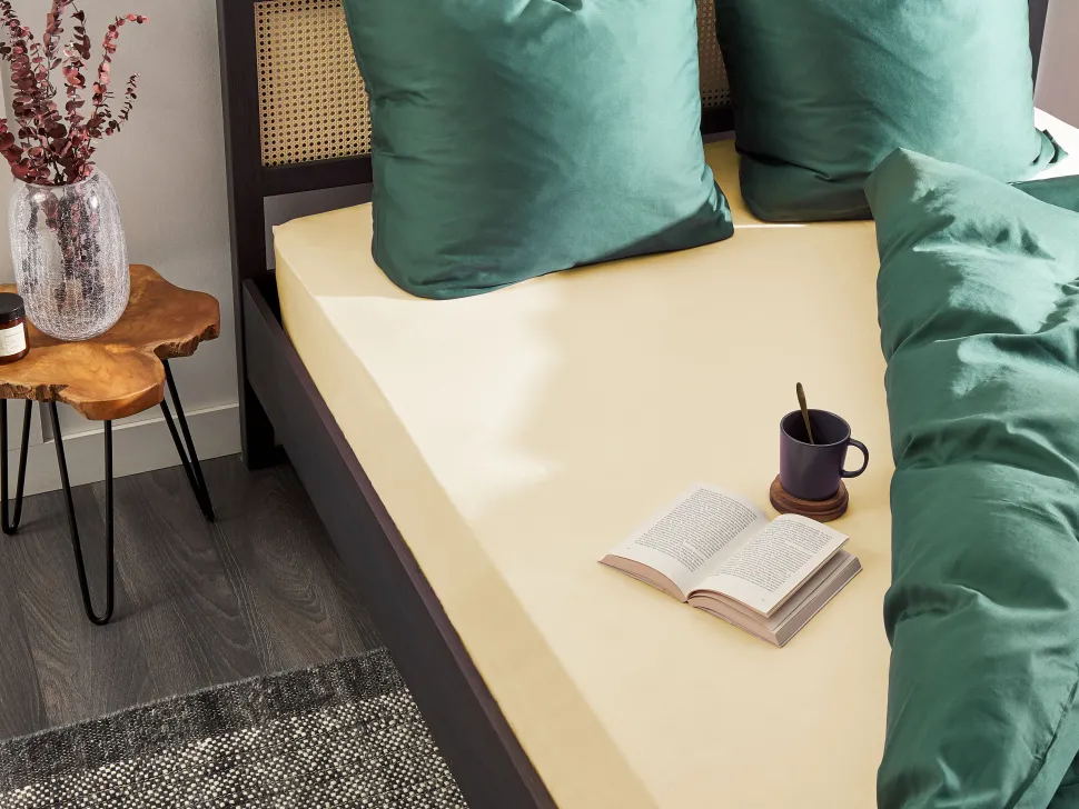 Lencol-Capa Em Algodao Creme 90 X 200 Cm Janbu