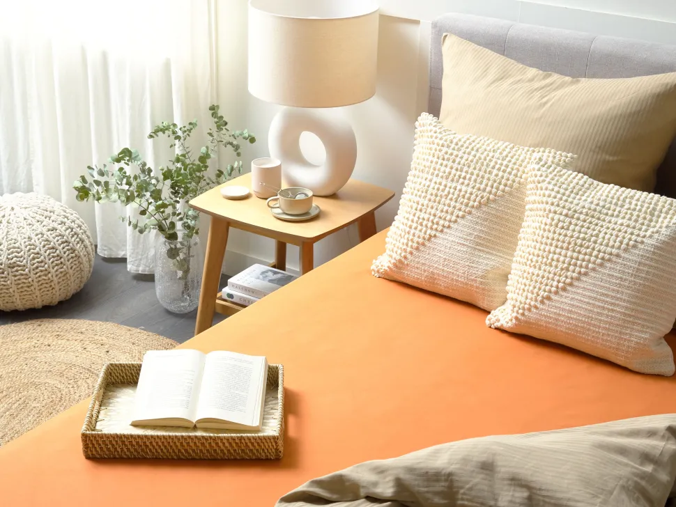 Lencol-Capa Em Algodao Laranja 90 X 200 Cm Janbu