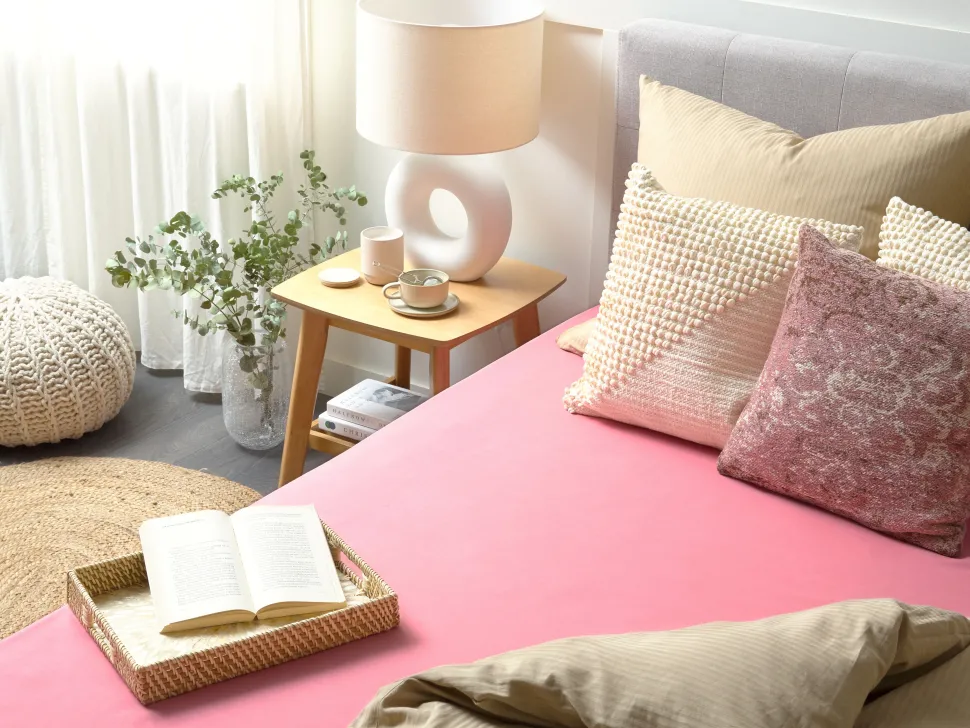 Lencol-Capa Em Algodao Rosa Coral 90 X 200 Cm Janbu