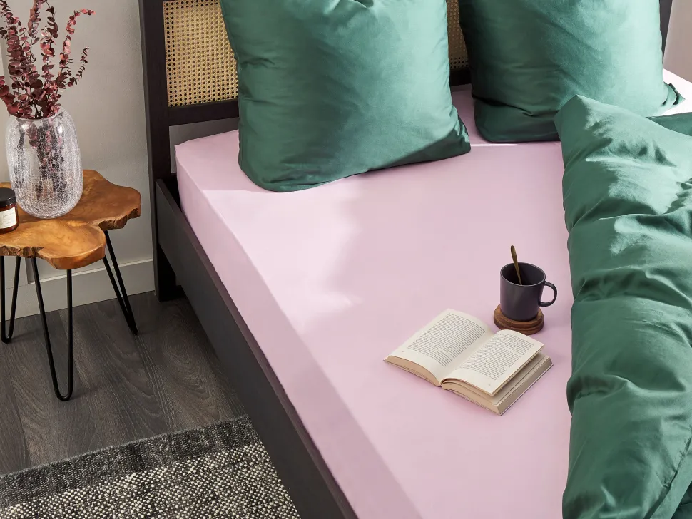 Lencol-Capa Em Algodao Rosa 90 X 200 Cm Janbu