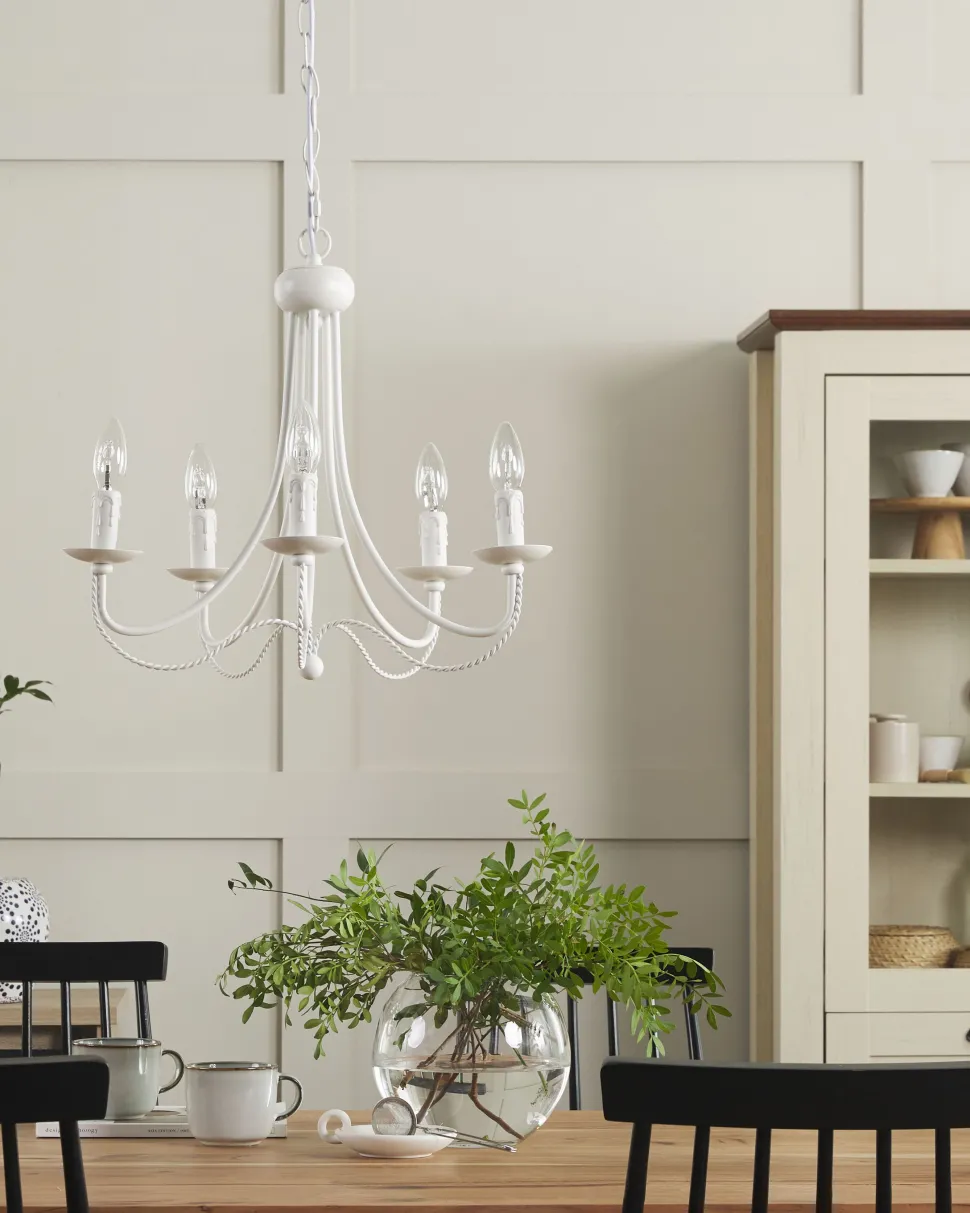 Lustre Em Metal Branco Dabus