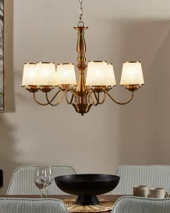Lustre Em Metal Cor De Bronze Para 6 Lampadas Bradano