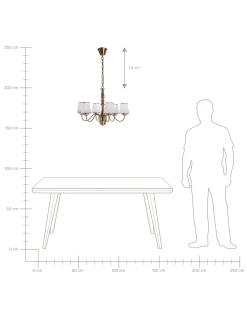 Lustre Em Metal Cor De Bronze Para 6 Lampadas Bradano