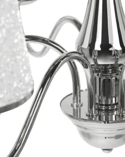 Lustre Em Metal Prateado Para 6 Lampadas Bradano