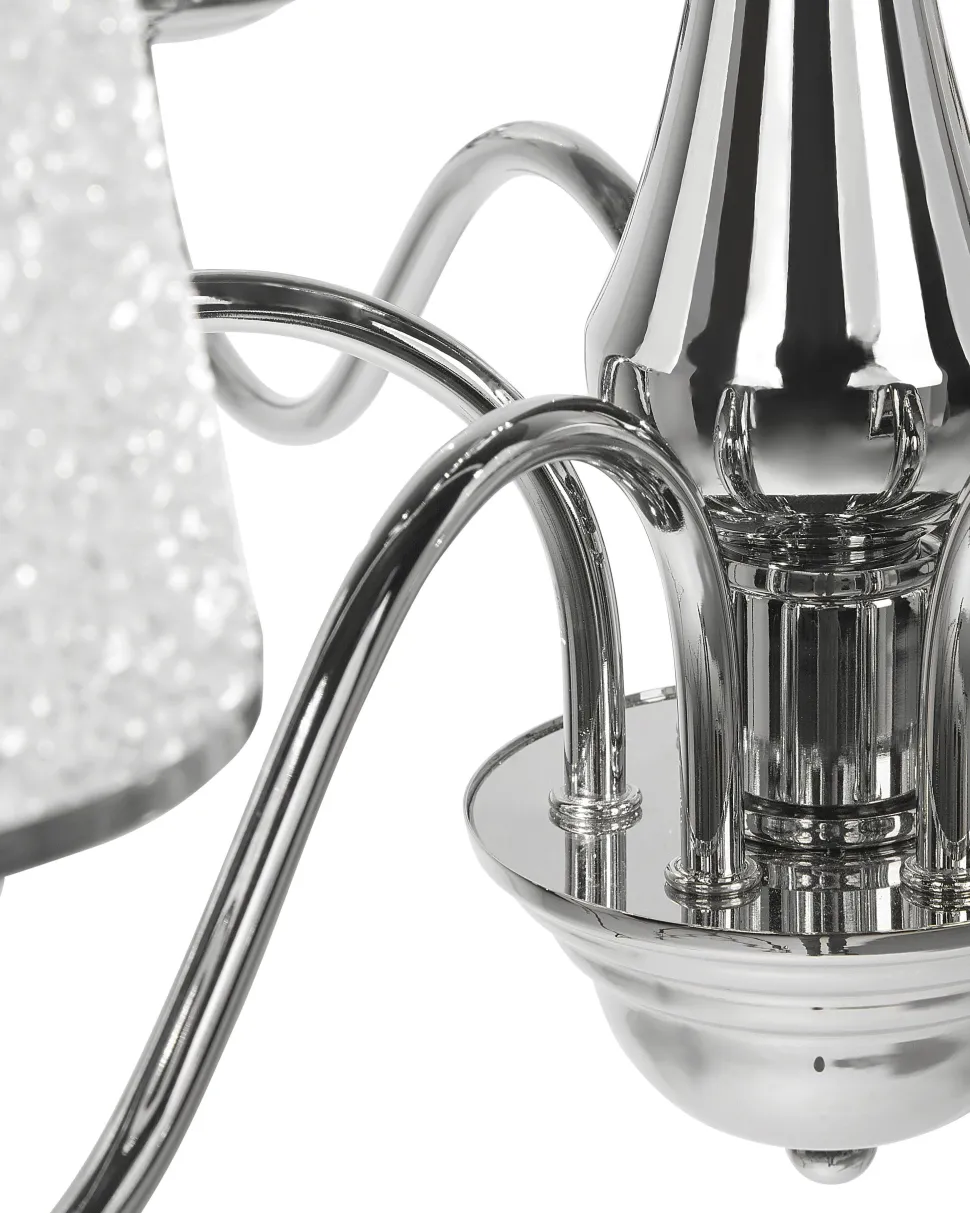 Lustre Em Metal Prateado Para 6 Lampadas Bradano