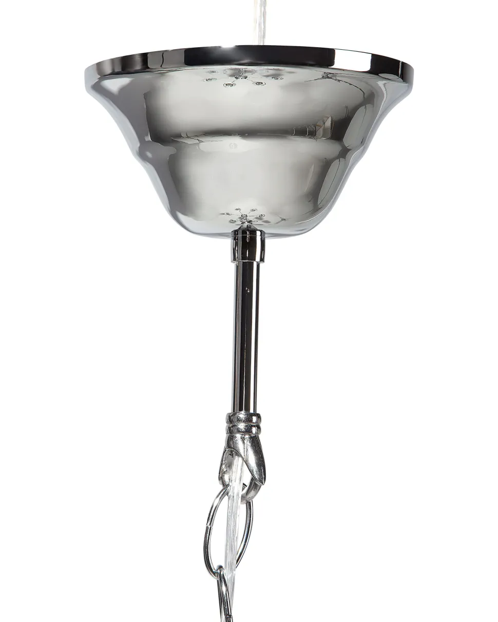 Lustre Em Metal Prateado Para 6 Lampadas Bradano