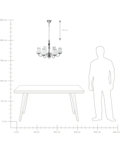 Lustre Em Metal Prateado Para 6 Lampadas Bradano