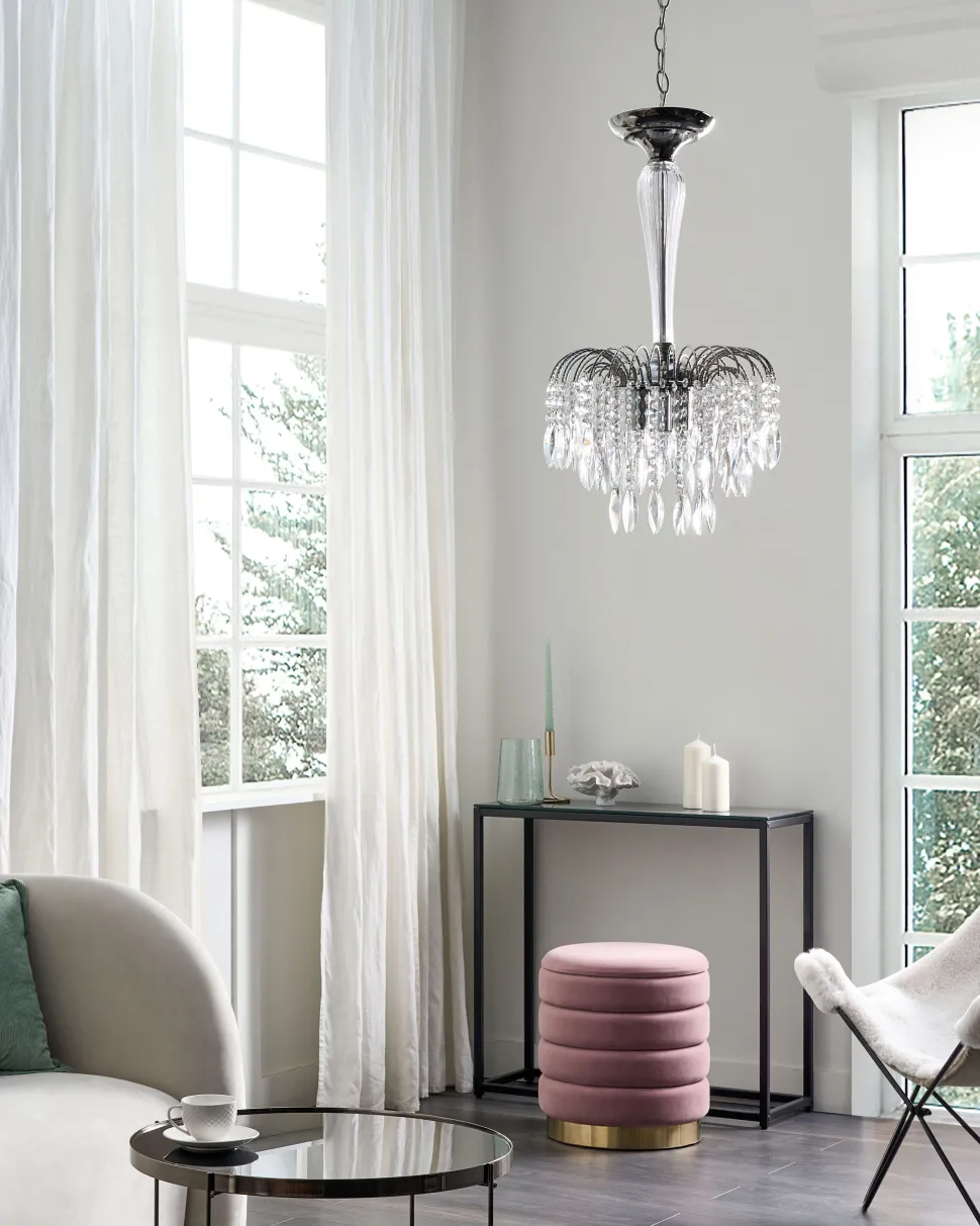 Lustre Para 3 Lampadas Em Metal Prateado Orara