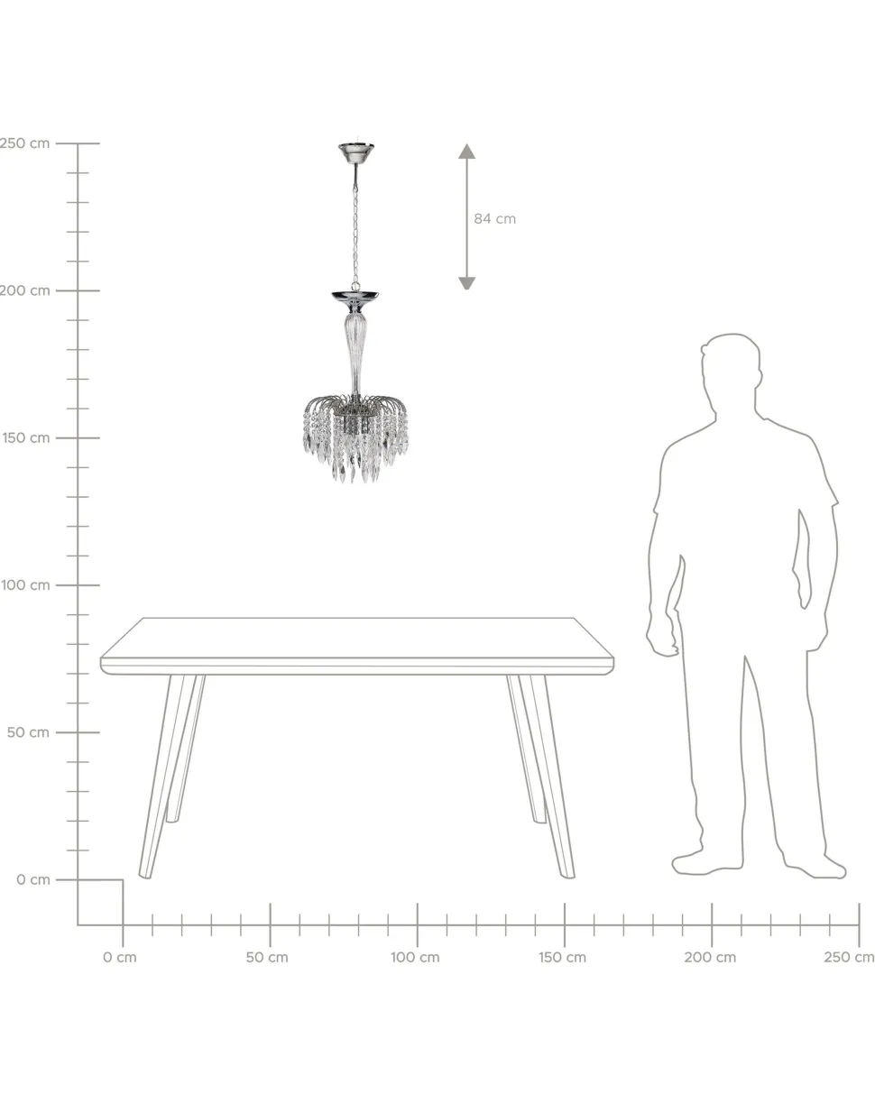 Lustre Para 3 Lampadas Em Metal Prateado Orara