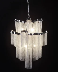 Lustre Para 6 Lampadas Em Metal Cromado Mucone