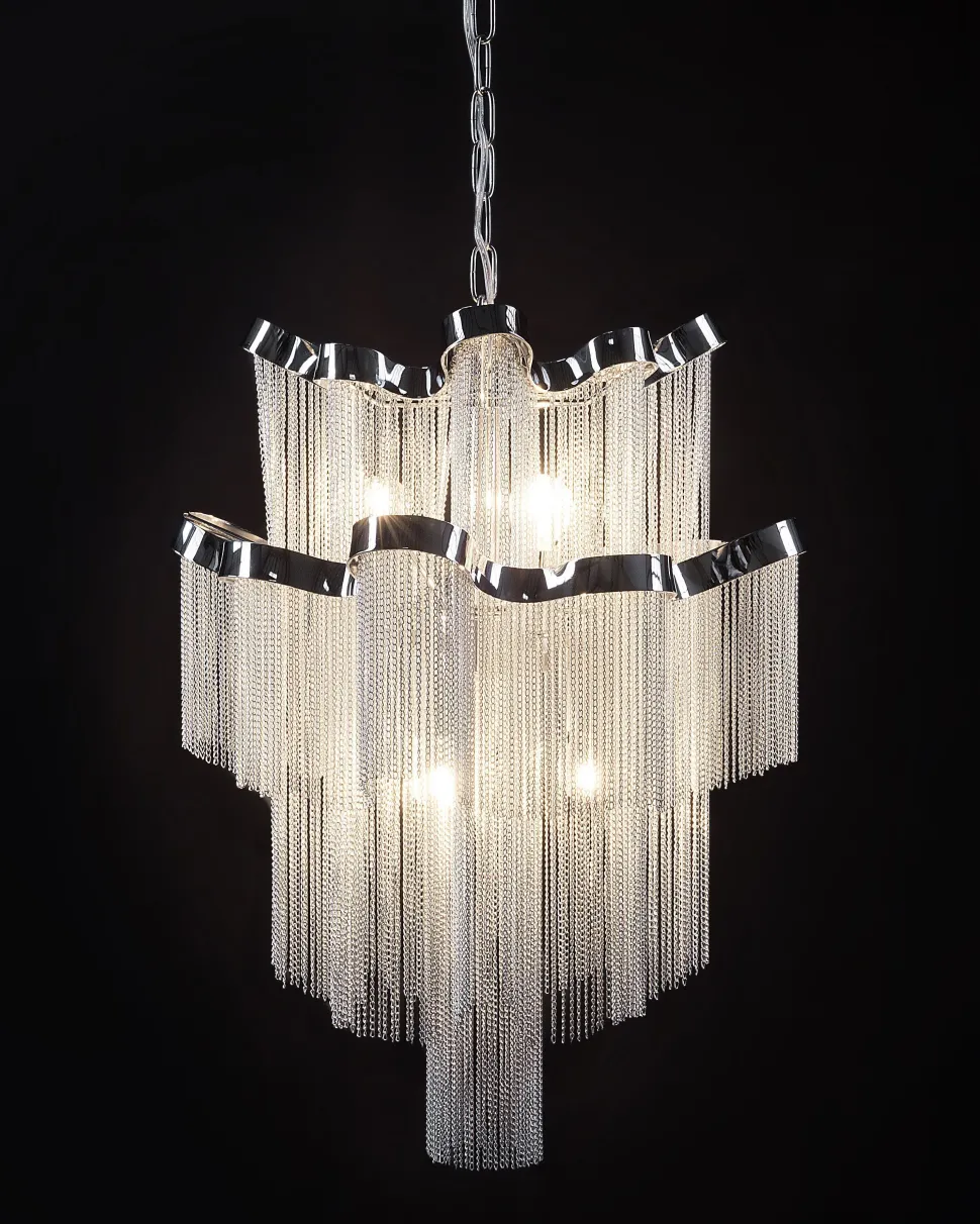 Lustre Para 6 Lampadas Em Metal Cromado Mucone