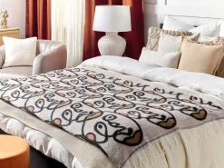 Manta Com Padrao De Caras Branco 130 X 170 Cm Barbot