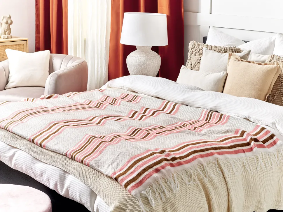 Manta Creme E Rosa 130 X 170 Cm Magar