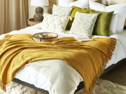 Manta De Algodao Amarelo Mostarda 125 X 150 Cm Yarsa