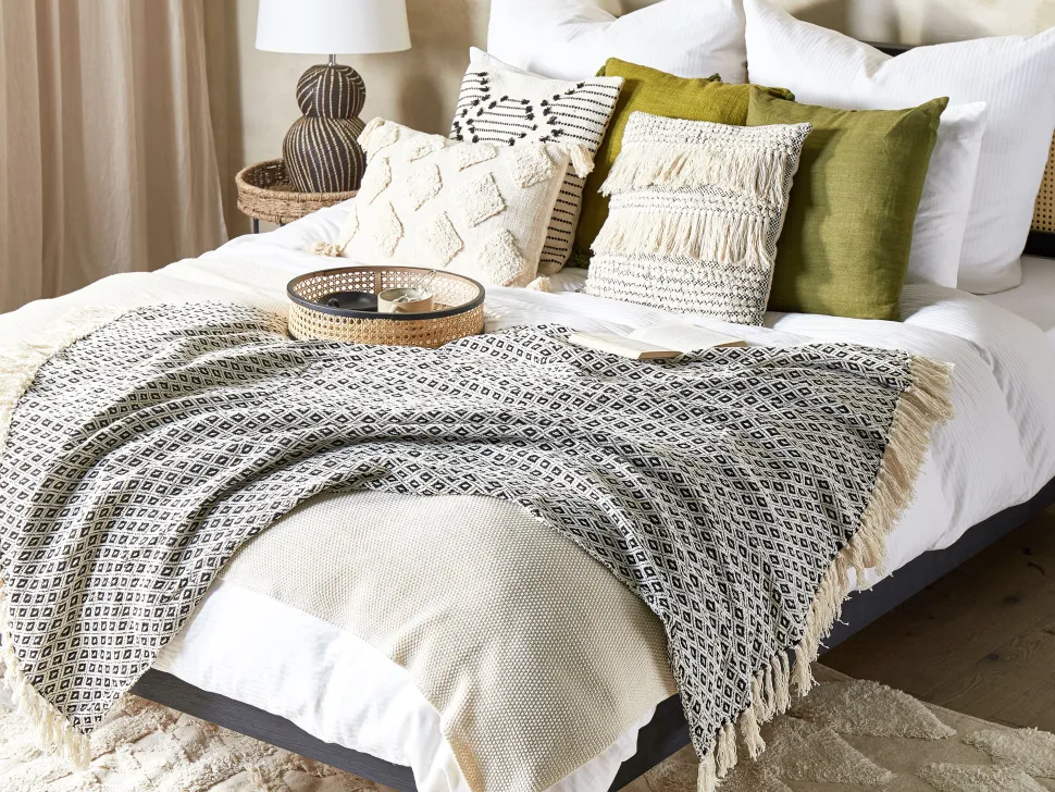 Manta De Algodao Preto E Branco 125 X 150 Cm Chyama