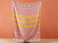 Manta Decorativa Em Algodao E Acrilico Vermelho E Amarelo 130 X 170 Cm Naikhu