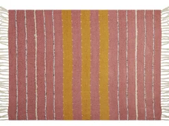 Manta Decorativa Em Algodao E Acrilico Vermelho E Amarelo 130 X 170 Cm Naikhu